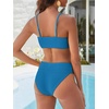 image:imageANRABESS Womens Bikini Sets High Waist Tummy Control SwimsuitsRibbed Textured 2 Piece Bathing SuitsCheeky Beach SwimwearLight Blue