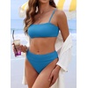 image:imageANRABESS Womens Bikini Sets High Waist Tummy Control SwimsuitsRibbed Textured 2 Piece Bathing SuitsCheeky Beach SwimwearLight Blue
