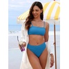 image:imageANRABESS Womens Bikini Sets High Waist Tummy Control SwimsuitsRibbed Textured 2 Piece Bathing SuitsCheeky Beach SwimwearLight Blue