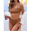 image:imageANRABESS Womens Bikini Sets High Waist Tummy Control SwimsuitsRibbed Textured 2 Piece Bathing SuitsCheeky Beach SwimwearLight Brown