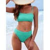 image:imageANRABESS Womens Bikini Sets High Waist Tummy Control SwimsuitsRibbed Textured 2 Piece Bathing SuitsCheeky Beach SwimwearMint Blue