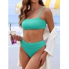 image:imageANRABESS Womens Bikini Sets High Waist Tummy Control SwimsuitsRibbed Textured 2 Piece Bathing SuitsCheeky Beach SwimwearMint Blue