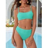 image:imageANRABESS Womens Bikini Sets High Waist Tummy Control SwimsuitsRibbed Textured 2 Piece Bathing SuitsCheeky Beach SwimwearMint Blue