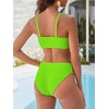 image:imageANRABESS Womens Bikini Sets High Waist Tummy Control SwimsuitsRibbed Textured 2 Piece Bathing SuitsCheeky Beach SwimwearNeon Green