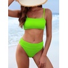 image:imageANRABESS Womens Bikini Sets High Waist Tummy Control SwimsuitsRibbed Textured 2 Piece Bathing SuitsCheeky Beach SwimwearNeon Green