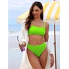 image:imageANRABESS Womens Bikini Sets High Waist Tummy Control SwimsuitsRibbed Textured 2 Piece Bathing SuitsCheeky Beach SwimwearNeon Green