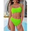 image:imageANRABESS Womens Bikini Sets High Waist Tummy Control SwimsuitsRibbed Textured 2 Piece Bathing SuitsCheeky Beach SwimwearNeon Green