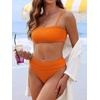 image:imageANRABESS Womens Bikini Sets High Waist Tummy Control SwimsuitsRibbed Textured 2 Piece Bathing SuitsCheeky Beach SwimwearOrange