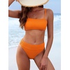 image:imageANRABESS Womens Bikini Sets High Waist Tummy Control SwimsuitsRibbed Textured 2 Piece Bathing SuitsCheeky Beach SwimwearOrange