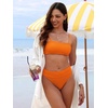 image:imageANRABESS Womens Bikini Sets High Waist Tummy Control SwimsuitsRibbed Textured 2 Piece Bathing SuitsCheeky Beach SwimwearOrange