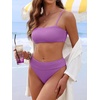 image:imageANRABESS Womens Bikini Sets High Waist Tummy Control SwimsuitsRibbed Textured 2 Piece Bathing SuitsCheeky Beach SwimwearPurple