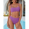 image:imageANRABESS Womens Bikini Sets High Waist Tummy Control SwimsuitsRibbed Textured 2 Piece Bathing SuitsCheeky Beach SwimwearPurple