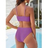 image:imageANRABESS Womens Bikini Sets High Waist Tummy Control SwimsuitsRibbed Textured 2 Piece Bathing SuitsCheeky Beach SwimwearPurple