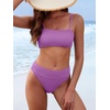 image:imageANRABESS Womens Bikini Sets High Waist Tummy Control SwimsuitsRibbed Textured 2 Piece Bathing SuitsCheeky Beach SwimwearPurple