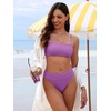image:imageANRABESS Womens Bikini Sets High Waist Tummy Control SwimsuitsRibbed Textured 2 Piece Bathing SuitsCheeky Beach SwimwearPurple