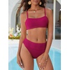 image:imageANRABESS Womens Bikini Sets High Waist Tummy Control SwimsuitsRibbed Textured 2 Piece Bathing SuitsCheeky Beach SwimwearPurple Red