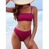 image:imageANRABESS Womens Bikini Sets High Waist Tummy Control SwimsuitsRibbed Textured 2 Piece Bathing SuitsCheeky Beach SwimwearPurple Red