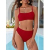 image:imageANRABESS Womens Bikini Sets High Waist Tummy Control SwimsuitsRibbed Textured 2 Piece Bathing SuitsCheeky Beach SwimwearRed