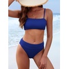 image:imageANRABESS Womens Bikini Sets High Waist Tummy Control SwimsuitsRibbed Textured 2 Piece Bathing SuitsCheeky Beach SwimwearRoyal Blue