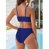 image:imageANRABESS Womens Bikini Sets High Waist Tummy Control SwimsuitsRibbed Textured 2 Piece Bathing SuitsCheeky Beach SwimwearRoyal Blue