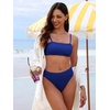 image:imageANRABESS Womens Bikini Sets High Waist Tummy Control SwimsuitsRibbed Textured 2 Piece Bathing SuitsCheeky Beach SwimwearRoyal Blue
