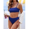 image:imageANRABESS Womens Bikini Sets High Waist Tummy Control SwimsuitsRibbed Textured 2 Piece Bathing SuitsCheeky Beach SwimwearRoyal Blue