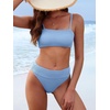 image:imageANRABESS Womens Bikini Sets High Waist Tummy Control SwimsuitsRibbed Textured 2 Piece Bathing SuitsCheeky Beach SwimwearSky Blue