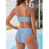 image:imageANRABESS Womens Bikini Sets High Waist Tummy Control SwimsuitsRibbed Textured 2 Piece Bathing SuitsCheeky Beach SwimwearSky Blue
