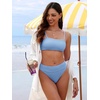 image:imageANRABESS Womens Bikini Sets High Waist Tummy Control SwimsuitsRibbed Textured 2 Piece Bathing SuitsCheeky Beach SwimwearSky Blue