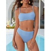 image:imageANRABESS Womens Bikini Sets High Waist Tummy Control SwimsuitsRibbed Textured 2 Piece Bathing SuitsCheeky Beach SwimwearSky Blue