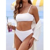 image:imageANRABESS Womens Bikini Sets High Waist Tummy Control SwimsuitsRibbed Textured 2 Piece Bathing SuitsCheeky Beach SwimwearWhite