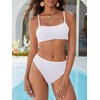 image:imageANRABESS Womens Bikini Sets High Waist Tummy Control SwimsuitsRibbed Textured 2 Piece Bathing SuitsCheeky Beach SwimwearWhite