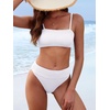 image:imageANRABESS Womens Bikini Sets High Waist Tummy Control SwimsuitsRibbed Textured 2 Piece Bathing SuitsCheeky Beach SwimwearWhite