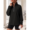 image:imageANRABESS Womens Half Zip Sweatshirts Loose Fleece Pullover  Comfy Soft Warm Collared Tops Long Sleeve Quarter Zip Side Slit  Going Out Casual Work Winter Fall Fashion OutfitsBlack