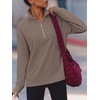 image:imageANRABESS Womens Half Zip Sweatshirts Loose Fleece Pullover  Comfy Soft Warm Collared Tops Long Sleeve Quarter Zip Side Slit  Going Out Casual Work Winter Fall Fashion OutfitsLight Coffee