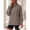 image:imageANRABESS Womens Half Zip Sweatshirts Loose Fleece Pullover  Comfy Soft Warm Collared Tops Long Sleeve Quarter Zip Side Slit  Going Out Casual Work Winter Fall Fashion OutfitsLight Coffee