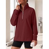 image:imageANRABESS Womens Half Zip Sweatshirts Loose Fleece Pullover  Comfy Soft Warm Collared Tops Long Sleeve Quarter Zip Side Slit  Going Out Casual Work Winter Fall Fashion OutfitsDeep Red