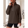 image:imageANRABESS Womens Half Zip Sweatshirts Loose Fleece Pullover  Comfy Soft Warm Collared Tops Long Sleeve Quarter Zip Side Slit  Going Out Casual Work Winter Fall Fashion OutfitsCoffee