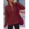 image:imageANRABESS Womens Half Zip Sweatshirts Loose Fleece Pullover  Comfy Soft Warm Collared Tops Long Sleeve Quarter Zip Side Slit  Going Out Casual Work Winter Fall Fashion OutfitsDeep Red
