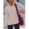 image:imageANRABESS Womens Half Zip Sweatshirts Loose Fleece Pullover  Comfy Soft Warm Collared Tops Long Sleeve Quarter Zip Side Slit  Going Out Casual Work Winter Fall Fashion OutfitsGrey Beige