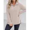 image:imageANRABESS Womens Half Zip Sweatshirts Loose Fleece Pullover  Comfy Soft Warm Collared Tops Long Sleeve Quarter Zip Side Slit  Going Out Casual Work Winter Fall Fashion OutfitsGrey Beige