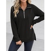 image:imageANRABESS Womens Half Zip Sweatshirts Loose Fleece Pullover  Comfy Soft Warm Collared Tops Long Sleeve Quarter Zip Side Slit  Going Out Casual Work Winter Fall Fashion OutfitsBlack
