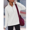 image:imageANRABESS Womens Half Zip Sweatshirts Loose Fleece Pullover  Comfy Soft Warm Collared Tops Long Sleeve Quarter Zip Side Slit  Going Out Casual Work Winter Fall Fashion OutfitsWhite