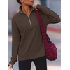 image:imageANRABESS Womens Half Zip Sweatshirts Loose Fleece Pullover  Comfy Soft Warm Collared Tops Long Sleeve Quarter Zip Side Slit  Going Out Casual Work Winter Fall Fashion OutfitsCoffee