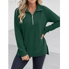 image:imageANRABESS Womens Half Zip Sweatshirts Loose Fleece Pullover  Comfy Soft Warm Collared Tops Long Sleeve Quarter Zip Side Slit  Going Out Casual Work Winter Fall Fashion OutfitsDeep Green