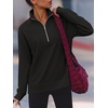 image:imageANRABESS Womens Half Zip Sweatshirts Loose Fleece Pullover  Comfy Soft Warm Collared Tops Long Sleeve Quarter Zip Side Slit  Going Out Casual Work Winter Fall Fashion OutfitsBlack