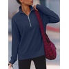 image:imageANRABESS Womens Half Zip Sweatshirts Loose Fleece Pullover  Comfy Soft Warm Collared Tops Long Sleeve Quarter Zip Side Slit  Going Out Casual Work Winter Fall Fashion OutfitsNavy Blue