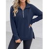 image:imageANRABESS Womens Half Zip Sweatshirts Loose Fleece Pullover  Comfy Soft Warm Collared Tops Long Sleeve Quarter Zip Side Slit  Going Out Casual Work Winter Fall Fashion OutfitsNavy Blue