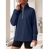 image:imageANRABESS Womens Half Zip Sweatshirts Loose Fleece Pullover  Comfy Soft Warm Collared Tops Long Sleeve Quarter Zip Side Slit  Going Out Casual Work Winter Fall Fashion OutfitsNavy Blue