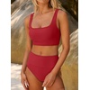 image:imageANRABESS Womens High Waisted Bikini Sets Two Piece Tummy Control Swimsuits High Cut Summer Beach Vacation Bathing SuitsRed